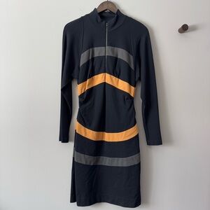 NICOLE MILLER LONG SLEEVE MIDI 1/4 ZIP UP KNIT DRESS SIZE 8 SEE MEASUREMENTS